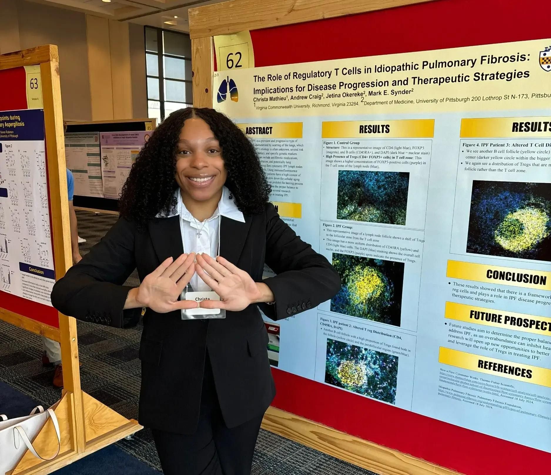 Christa Mathieu, a VCU senior, worked in a research lab during her internship this summer through the Pittsburgh Undergraduate Research Diversity Program. (Photo courtesy of Christa Mathieu)